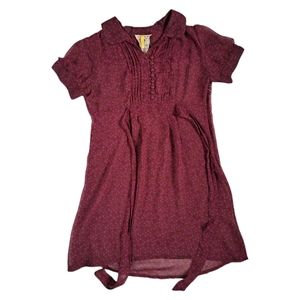 ICHI Floral Sheer Frilly Femme Romantic Tie Waist Dress Size S